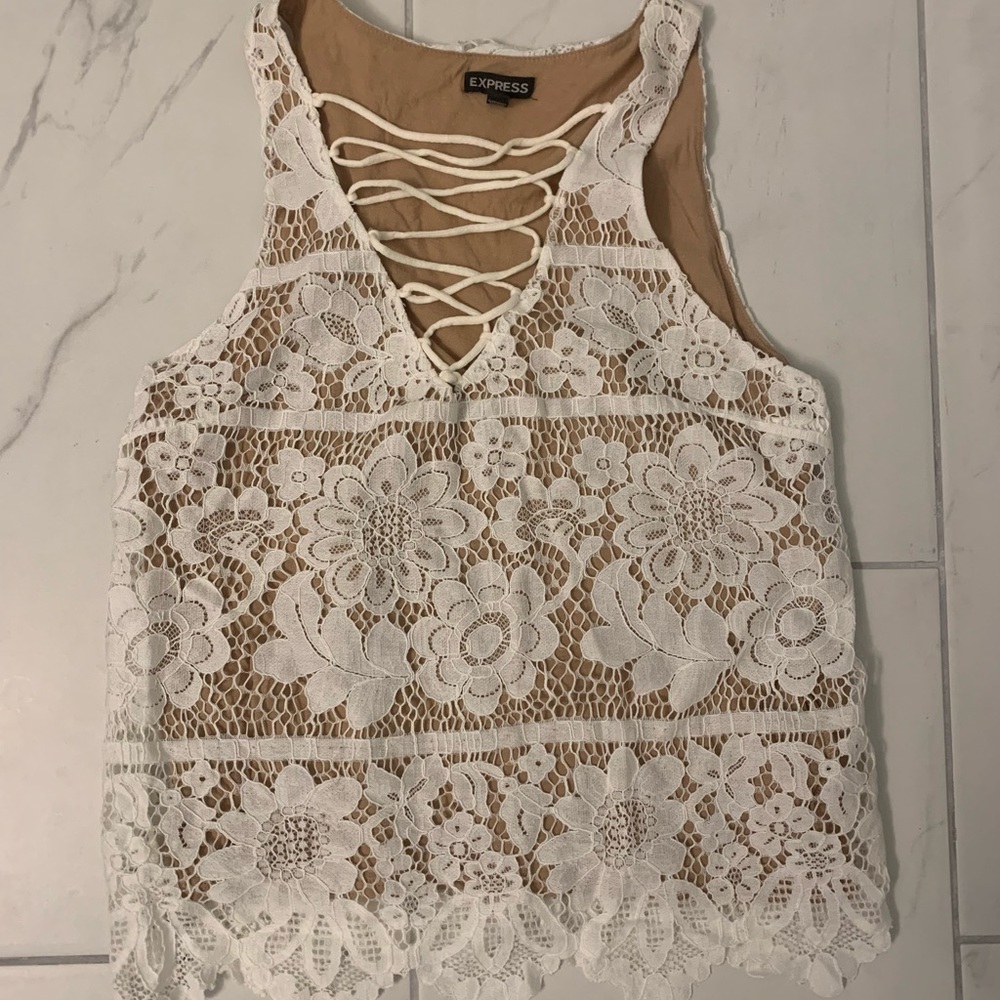 Express White Lace Top